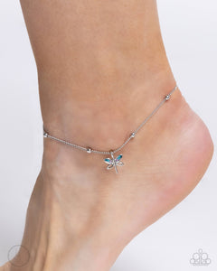 Dainty Dragonfly - Blue Anklet - Paparazzi Jewelry