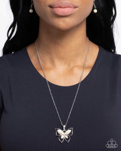 Papillon Persuasion - White Necklace - Paparazzi Jewelry