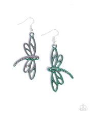 Load image into Gallery viewer, paparazzi-accessories-dapper-dragonfly-green-earrings
