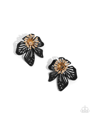 paparazzi-accessories-wonderland-wallflower-black-post earrings