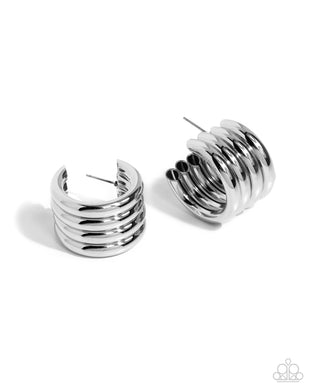 paparazzi-accessories-continuous-construction-silver-earrings