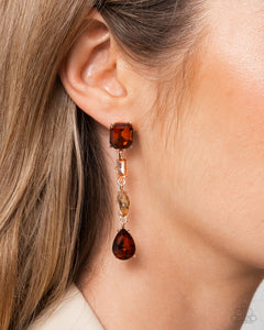 Cascading Class - Brown Post Earrings - Paparazzi Jewelry