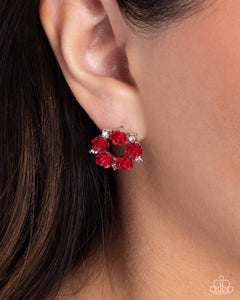 Grace Personified - Red Post Earrings - Paparazzi Jewelry