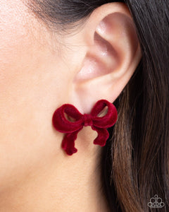 Dapper Dedication - Red Post Earrings - Paparazzi Jewelry