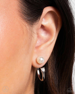 Decade Dance - White Post Earrings - Paparazzi Jewelry