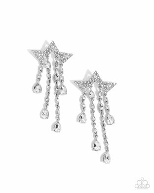 paparazzi-accessories-stellar-scale-white-post earrings