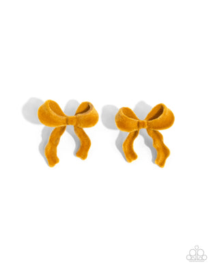 paparazzi-accessories-dapper-dedication-yellow-post earrings