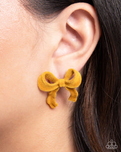 Dapper Dedication - Yellow Post Earrings - Paparazzi Jewelry