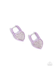 Load image into Gallery viewer, paparazzi-accessories-padlocked-promise-purple-earrings
