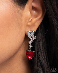 Valentines Vaudeville - Red Post Earrings - Paparazzi Jewelry