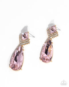 paparazzi-accessories-diamond-life-pink-post earrings