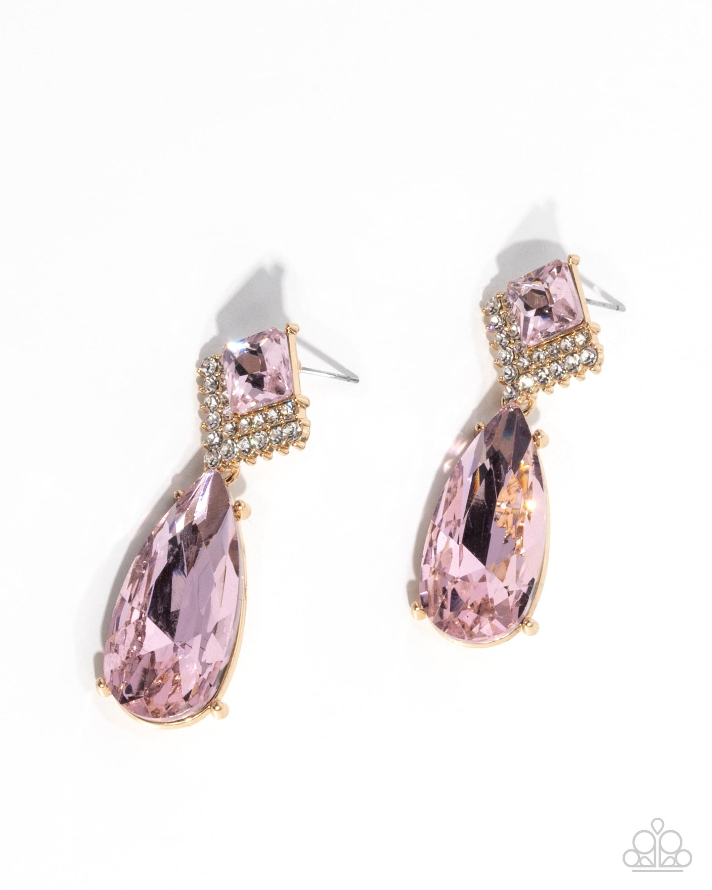 paparazzi-accessories-diamond-life-pink-post earrings