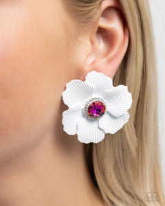 Organic Growth - White Post Earrings - Paparazzi Jewelry