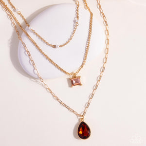 Giddy Glitter - Brown Necklace - Paparazzi Jewelry
