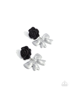 paparazzi-accessories-rosette-rarity-black-post earrings