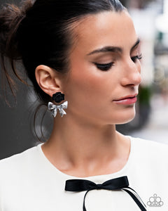 Rosette Rarity - Black Post Earrings - Paparazzi Jewelry
