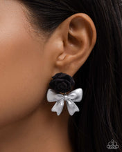 Load image into Gallery viewer, Rosette Rarity - Black Post Earrings - Paparazzi Jewelry
