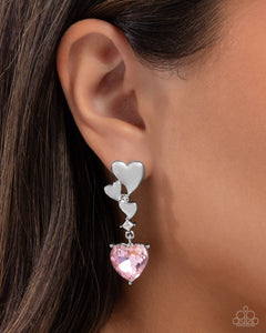 Valentines Vaudeville - Pink Post Earrings - Paparazzi Jewelry