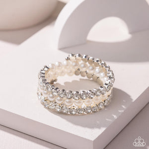 Grandiose Glitz - White Bracelet - Paparazzi Jewelry