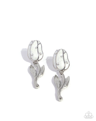 paparazzi-accessories-timeless-tulip-white-post earrings