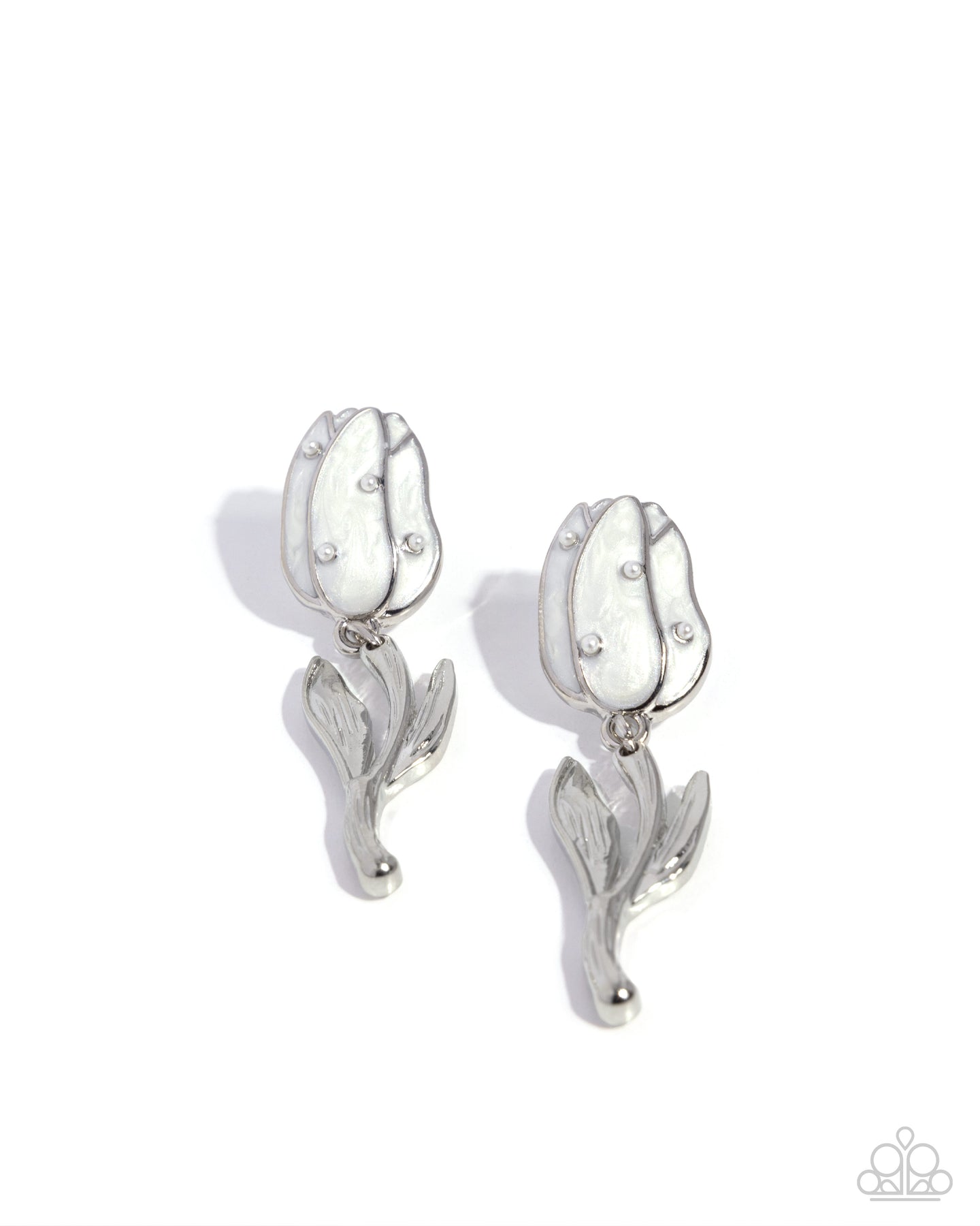 paparazzi-accessories-timeless-tulip-white-post earrings