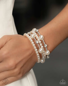Adorably Amiable - White Bracelet - Paparazzi Jewelry