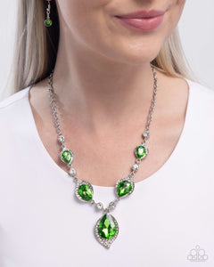SPADES of Shimmer - Green Necklace - Paparazzi Jewelry