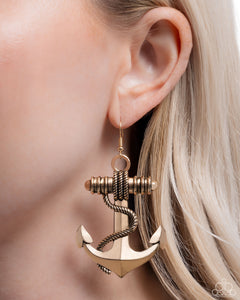 Adorable Anchor - Gold Earrings - Paparazzi Jewelry