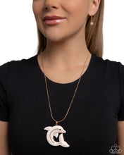 Load image into Gallery viewer, Dolphin Dive - Gold Necklace - Paparazzi Jewelry

