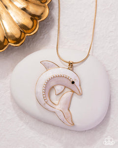Dolphin Dive - Gold Necklace - Paparazzi Jewelry