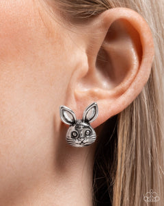 Bodacious Bunny - Silver Post Earrings - Paparazzi Jewelry