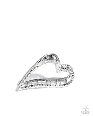 paparazzi-accessories-heartfelt-hint-silver-hair clip