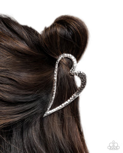 Heartfelt Hint - Silver Hair Clip - Paparazzi Jewelry