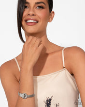 Load image into Gallery viewer, Boldly Buckled - White Bracelet - Paparazzi Jewelry
