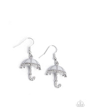 Load image into Gallery viewer, paparazzi-accessories-unrivaled-umbrella-white-earrings
