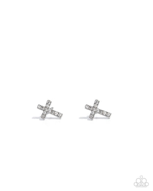 paparazzi-accessories-sacred-shimmer-white-post earrings