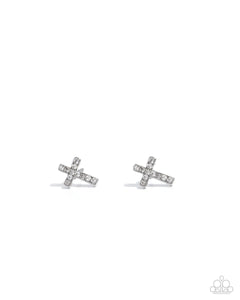 paparazzi-accessories-sacred-shimmer-white-post earrings