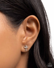 Load image into Gallery viewer, Sacred Shimmer - White Post Earrings - Paparazzi Jewelry
