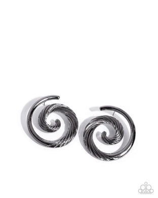 paparazzi-accessories-spiral-silhouette-black-post earrings