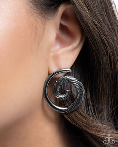 Spiral Silhouette - Black Post Earrings - Paparazzi Jewelry