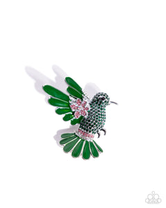 paparazzi-accessories-hummingbird-heirloom-green-hair clip