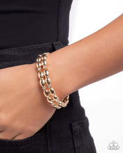 Load image into Gallery viewer, Stacked Statement - Gold Bracelet - Paparazzi Jewelry
