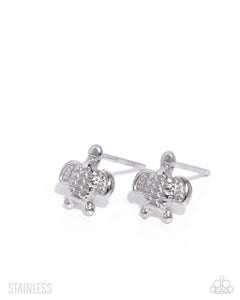 paparazzi-accessories-tactical-turtle-silver-post earrings