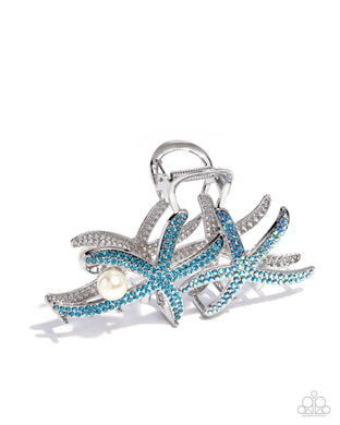paparazzi-accessories-stunning-starfish-blue-hair clip
