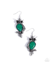 Load image into Gallery viewer, paparazzi-accessories-owl-observation-green-earrings
