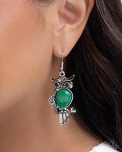 Load image into Gallery viewer, Owl Observation - Green Earrings - Paparazzi Jewelry

