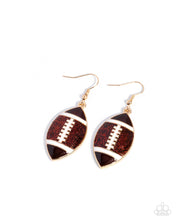 Load image into Gallery viewer, paparazzi-accessories-football-facade-brown-earrings
