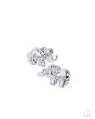 paparazzi-accessories-elephant-eloquence-silver-post earrings