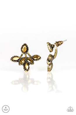 paparazzi-accessories-a-force-to-beam-reckoned-with-brass-post earrings