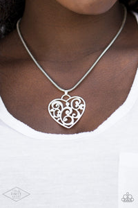 FILIGREE Your Heart With Love - Silver Necklace - Paprazzi Jewelry